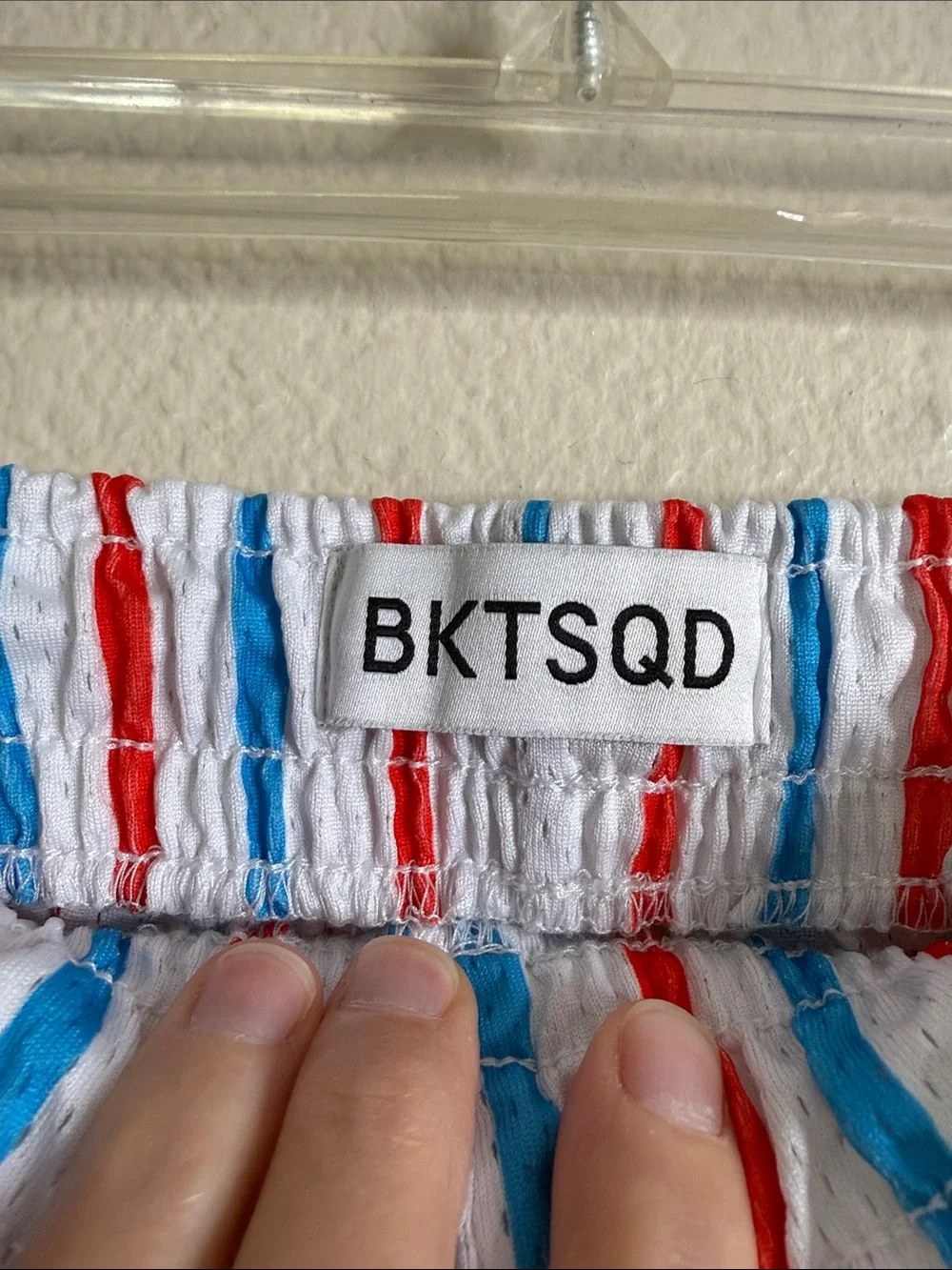 Bucket squad cherry ice shorts Striped Red & Blue Mesh Athletic kids XS